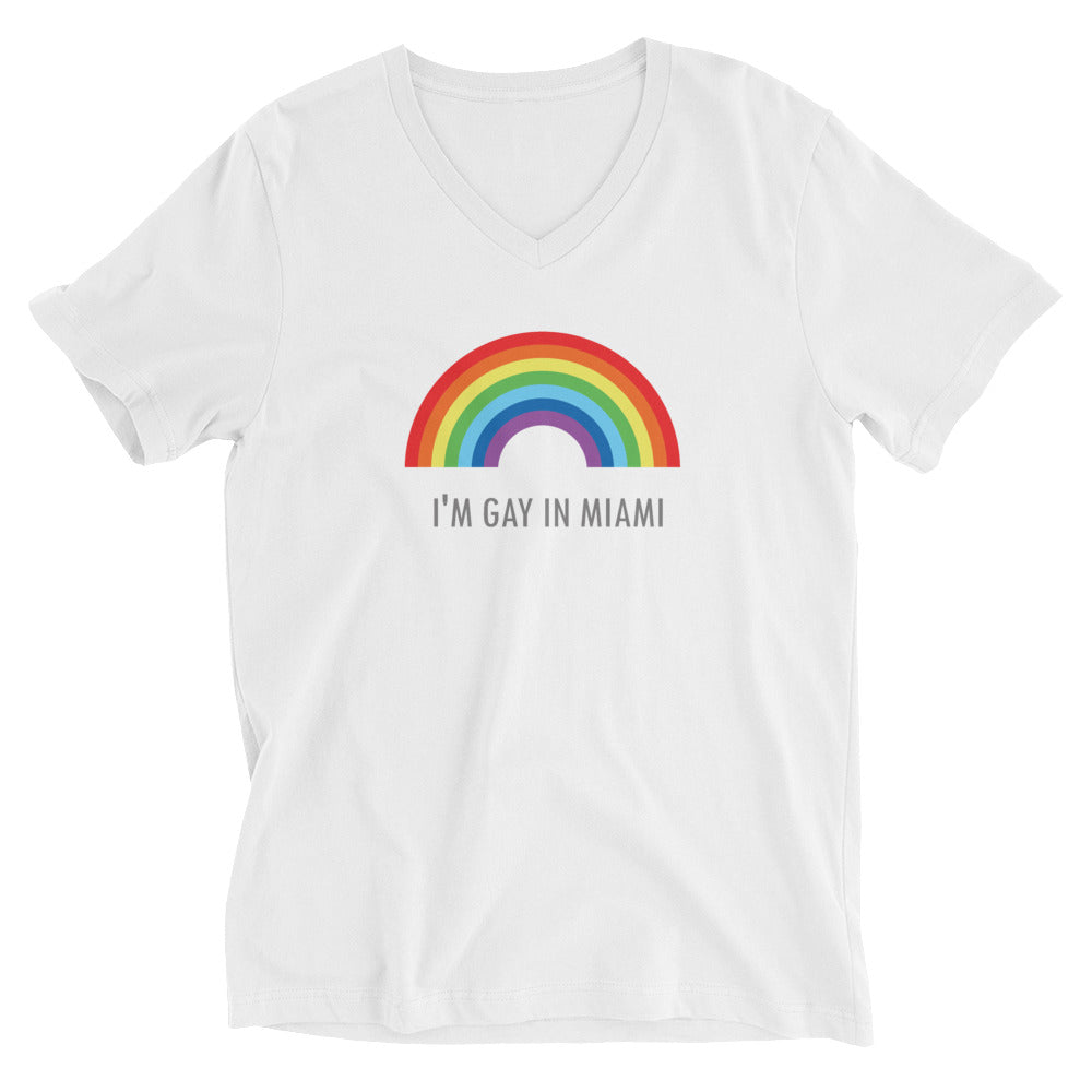 Unisex V-Neck T-Shirt I'M GAY IN MIAMI