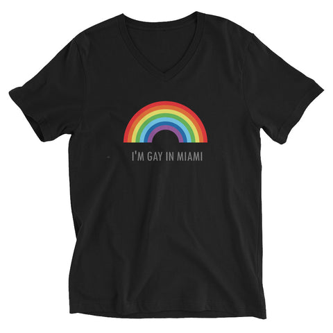 Unisex V-Neck T-Shirt I'M GAY IN MIAMI